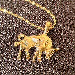 Gold in Color Taurus Bull Necklace Costume Jewelry